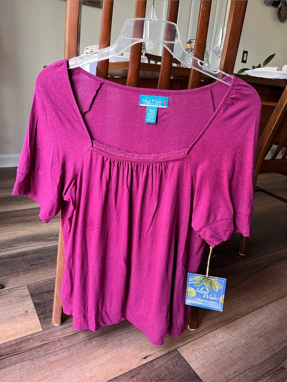 Caribbean Joe Banded waist and sleeve! Plum, Size XL! Super lightweight! NWT